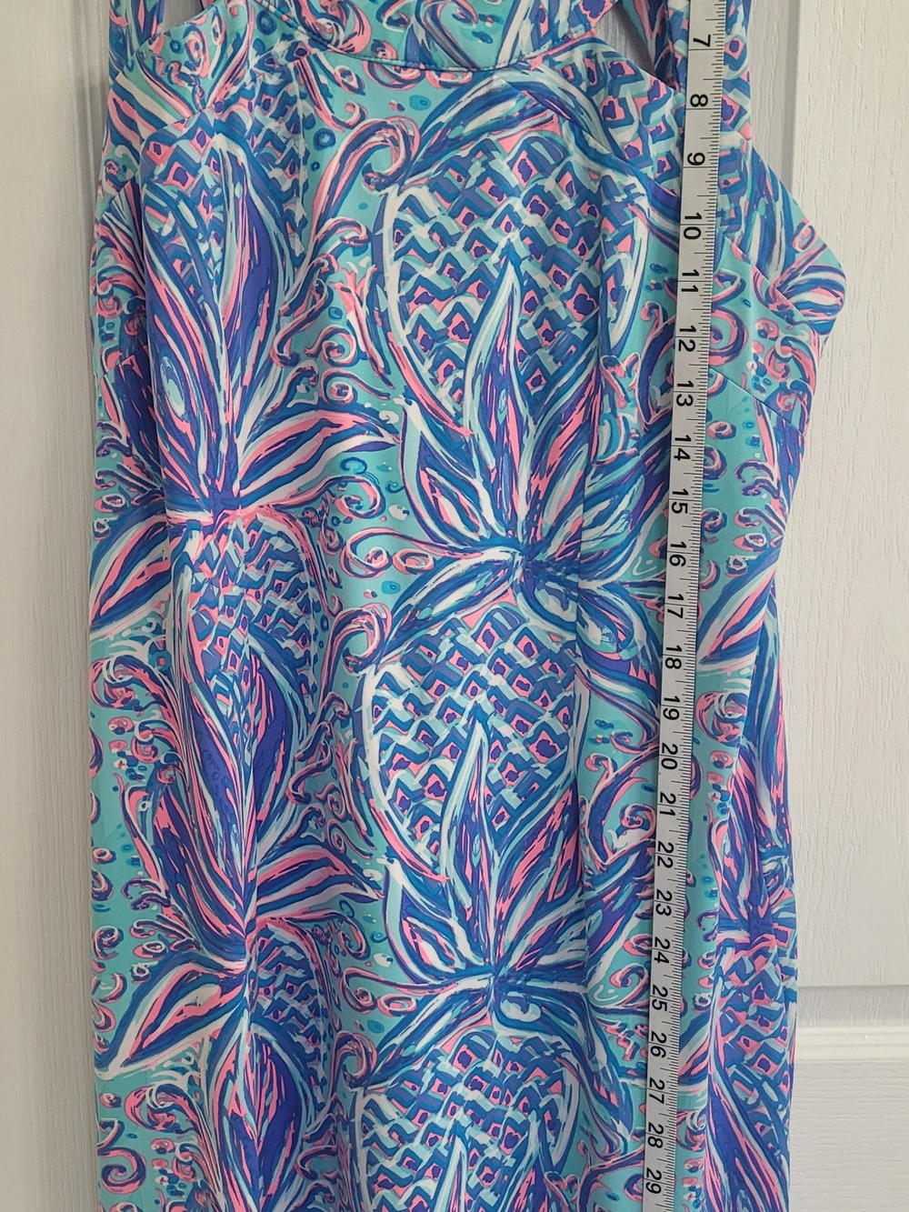 Tropical Pineapple Print Tank Dress in Aqua, Pink & Blue - Picture 6 of 7
